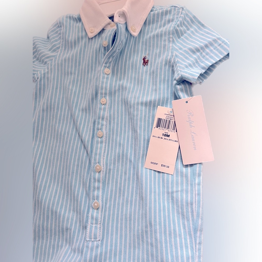 Ralph Lauren Polo baby jumper - 18 months turquoise & white striped.